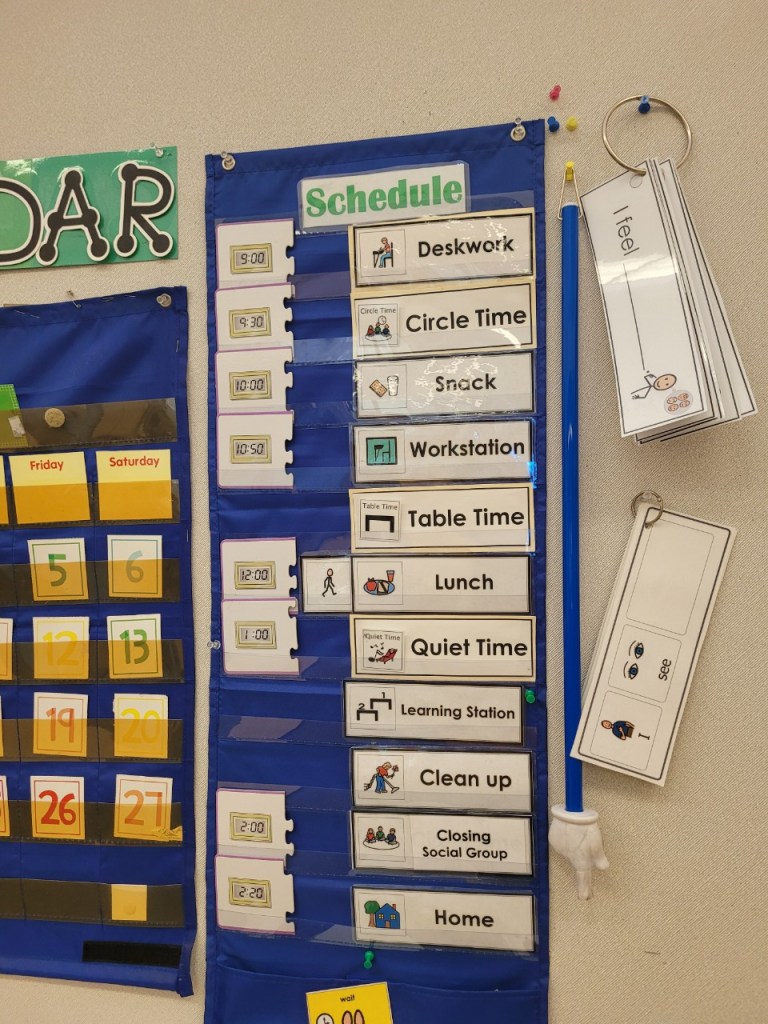 autism classroom schedule example